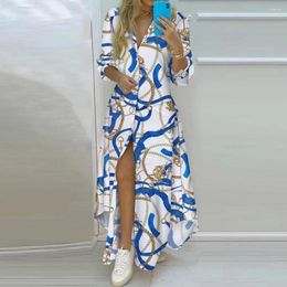 Casual Dresses Long Shirt Dress Stylish Women's Sleeve Maxi With Button Detail Split Hem A-line For Summer