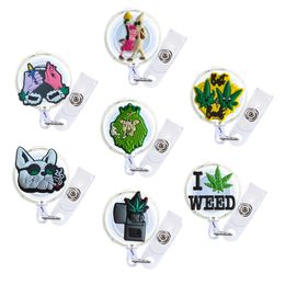 Andere Etiketten -Markierung liefert neue grüne Pflanzen 12 Cartoon Badge Roller Renner Schwester -ID -Kartenhalter mit Clip Col Cool Rollen Tag OTCFX
