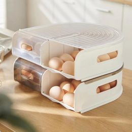 Storage Bottles U-shaped Egg Box Refrigerator Automatic Scrolling Organizer Chicken Holder Kitchen Dispenser Special Container