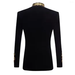 Men's Suits Mens Black Gold Embroidery Velvet Suit Blazer Party Banquet Stage Clothes For Singers Men High Quality Handmake Masculino