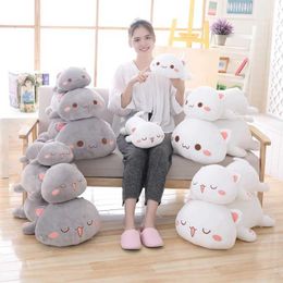 Stuffed Plush Animals 35-65 Kawaii Lying Cat Plush Toy Filling Cute Cat Doll Cute Animal Pillow Soft Cartoon Toy Children and Girls Christmas Gift d240520