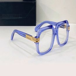 Vintage 607 Eyeglasses Frame for Men Blue Crystal Full Rim Optical Frame Clear Lens Square Sunglasses Frames Mens Eyewear with Box 3205