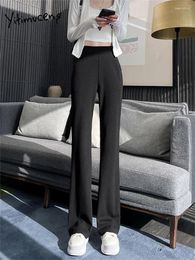 Women's Pants Yitimuceng Black Flare For Women Summer 2203 High Waisted Korean Fashion Casual Wide Leg Ladies Y2k Trousers
