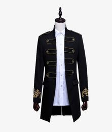 Men Doublebreasted England Style Long Slim Fit Blazer Design Wedding Groom Suit Jacket Mens Stage Wear Singer Costume6677861