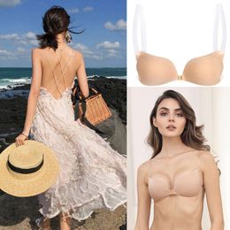 Silicone For Wedding Party Bikini Invisible Nipple Cover Push Up Bra Sticky Accessories with Transparent Straps Bralette L2405