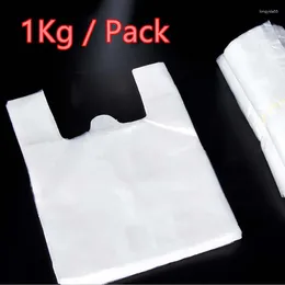 Storage Bags Free Transportation 1KG White Transparent Plastic Vest Bag Supermarket Shopping Handbag Waistcoat