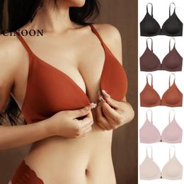Bras CINOON Sexy Seamless For Woman Push Up Underwear Sleep Removable Padded Bralette One Piece Brassiere Front Closure Intimate