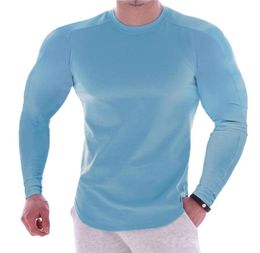 New Designer Fashion Tee Mens Solid Colour Round Neck Long Sleeve Tshirt Gym Long T shirts Casual Male Quick Dry Slim Fit2863158