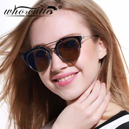 WHO CUTIE Mirror Purple Round Sunglasses Men Women Brand Designer Reflected Lens Flat Top Rimless Frame Sun Glasses Shades OM56 240520
