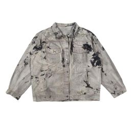 Retro Painted Hole Washed Jeans Jacket for Men and Women Oversize Streetwear Casual Denim Coat Windbreaker Loose Harajuku Jean5199615