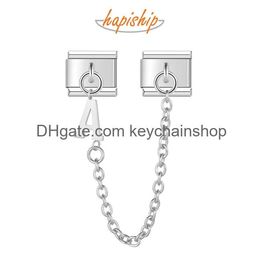 Charms Hapiship 2024 Women Fashion New 26 Letter Chain Italian Charm Link Fit 9Mm Bracelet Stainless Steel Making Diy Jewelry Dj1062 D Oticf