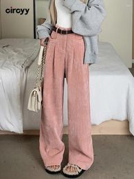 Women's Pants Women High Waisted Pleated Full Length Loose Wide Leg Suit Trousers Fashion Office Lady Solid Pockets Warm Straight Pant