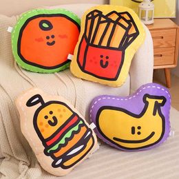 Stuffed Plush Animals Simulation 3D Print Cartoon Food Hamburger Fries Plush Throw Pillow Toys Stuffed Fruit Banana Doll Sofa Cushion Funny Home Decor