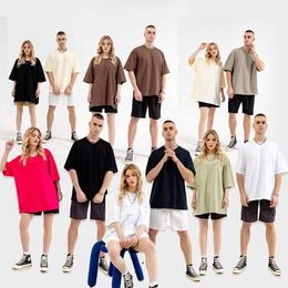 Mens Blank 260g 100%Cotton Tshirt Oversized Drop Shoulder Design T-shirt Custom Quality Printing T Shirts Unisex