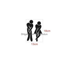 Wall Stickers New 13X18Cm Removable Diy Art Home Bathroom Sticker Toilet And Public Places Black Decoration Drop Delivery Garden Decor Dhpzr