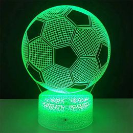 Lamps Shades 3d Illusion Child Night Light Football Ball Touch Sensor Remote Nightlight for Kids Bedroom Decoration Soccer Table Lamp Gift Y240520Q7UI