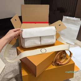 24SS Womens Luxury Designer Pure Leather White Camel Bag Handbag Shoulder Crossbody Underarm Strap Removable 24CM