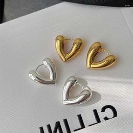 Hoop Earrings Fashion Metal Hollow Heart For Women Girls Trendy Design Gold Color Geometric Piercing Jewelry Gift