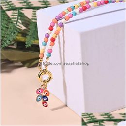 Pendant Necklaces Boho Colorf Collar Choker Golden Eyes Necklace For Women Drop Delivery Jewelry Pendants Dhwrn