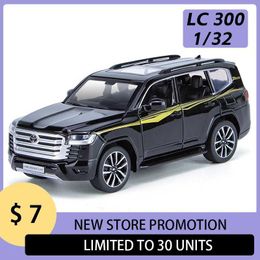 Diecast Model Cars 1 32 LC 300 SUV Car Model Toy Boys Diecast Metal Vehicle Light Sound One Piece Hot Wheels Fast and Furious Premium Collection Y240520FI26