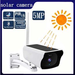 Wireless Camera Kits 5MP WiFi solar camera wireless safety battery smart home camera IP66 waterproof outdoor PIR sports monitoring camera J240518