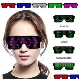 Christmas Decorations Ups Led Glasses Party Luminous Usb Charge Neon Glass Glowing Flashing Light Glow Drop Delivery Home Garden Festi Dh6Fr