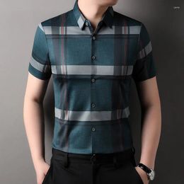 Men's Casual Shirts 2024 Summer Clothing Short Sleeved Chequered For Men Shirt Male Tops Camisas De Verano Para Hombres