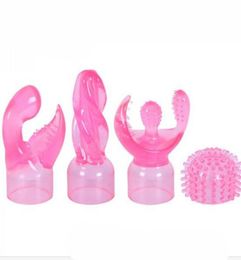 Whole4 Pieces Female Adult Silicone Product Magic Wand Attachment AV Rod Vibrator Accessories Massager Head Cap Sex Toys For 5391946