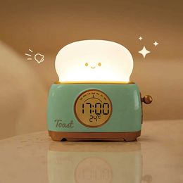 Lamps Shades Toaster Night Light Alarm Clock Children Alarm Clock Bedside Luminous Clock Charging Bedroom Night Lamp Decoration Children Gift Y2405203LLX