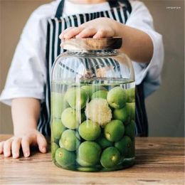 Storage Bottles High Borosilicate Glass Acacia Wood Lid Jar Food Airtight Large Container Solid Pickle