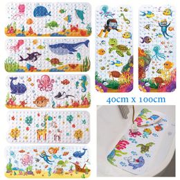 Large Cute Cartoon PVC Bath Mat Anti-Slip Shower Bathtub Mats With Sucker Soft Massage Pad Kids Elder Bathroom Carpet Rug 240520