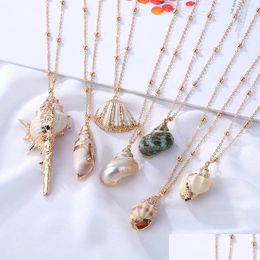 Other Wedding Favours Bohemia Conch Shells Necklace Natural Sea Beach Shell Pendant For Women Female Cowrie Summer Party Gift Jewellery Dh9Lg