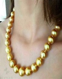 16mm south sea shell pearl round golden pearl love necklace Huge 18 inch accessories aurora classic irregularity cultivation7567195
