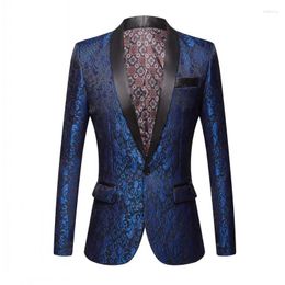 Men's Suits Pink Royal Blue Burgundy Floral Jacquard Tuxedos Shawl Lapel Men Wedding Groom Prom Slim Fit Tuxedo Party Dinner