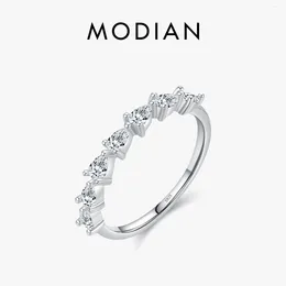 Cluster Rings MODIAN Real 925 Sterling Silver Simple Water Drop Pear CZ Finger Ring Prong Setting Stackable For Women Gift Fine Jewellery