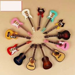 Guitar Guitar model electric bass decorative doll mini instrument 10cm wooden classical folk electric guitar model WX