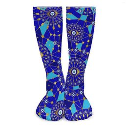 Women Socks Abstract Evil Eye Geometry Print Korean Stockings Unisex Warm Soft Cycling Autumn Printed Non Skid