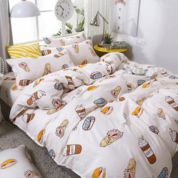 Bedding Sets 4pcs/set Brief Style Cola Burger Printing Comfortable Family Set Bed Linings Duvet Cover Sheet Pillowcases 51