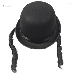 Berets B36D Roll Brims Fedoras Hat For Adult Fashion Top Magicians Domed Bowlers Roleplay Costume Unisex Stage