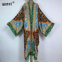 Summer Bohemian Print Party Beach Wear Swim Suit Cover Up Africa Women Cardigan Colorful Sexy Holiday Long Sleeve Kimono