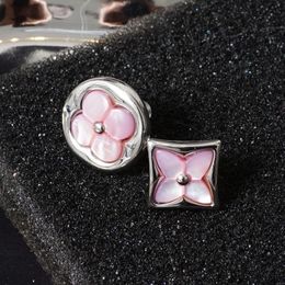 Luxury Clover Designer Earrings for Women Silver Pink Stone aretes brincos numbers TeacherDay oorbellen mammy Earings Earring Ear Rings Jewellery Gift