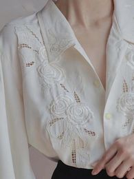 Women's Blouses In Blouse Women Embroidered Floral Hollow Out White Shirt Luxury Spring Long Sleeve Elegant Tops Office Ladies
