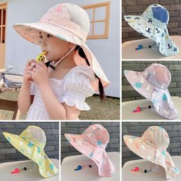 Z gwizdkiem Kids Bucket Hat Outdoor Poliester Urocze słońce Oddychanie ochronę UV Protection Beach Cap Niemiski chłopcy L2405