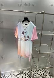 long style tees Flocked Circle Logo round neck designer loose t shirts for women and men highend cotton luxury tshirts Ribbon lo1179791