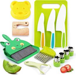 Aircraft Modle Montessori kitchen tools -13 childrens toy cooking sets with safety knife set ages 2-3-4-5-6-7-8 s2452022