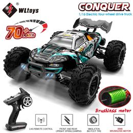 WLtoys 1 16 70KMH OR 50KMH 4WD RC Car With LED Remote Control High Speed Drift Monster Truck for Kids VS 144001 Toys 240520
