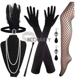 Party Supplies 2024 Carnival Feather Headdress Ecoparty 1920s Flapper Great Gatsby Headband Headpiece Vintage Costumes Set For Women