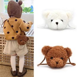 Backpacks Cute Bear Plush Shoulder Bag Childrens Cartoon Messenger Bag Kawaii Plush Wallet Little Girl Stuffed Animal Backpack d240520