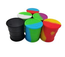 11mL Jar Food Grade Silicone Oil Barrel Container Jars Dab Wax Rubber Drum Shape Silicon Dry Herb Dabber Boxa207047481