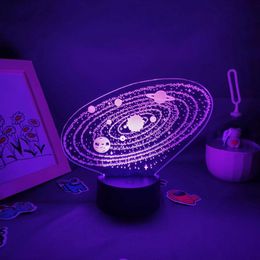 Lamps Shades Universe Space Galaxy Night Light Room Decor Light Solar System 3D Optical Illusion Side Table Christmas Lamp for Boys and Girls Y240520H7YC